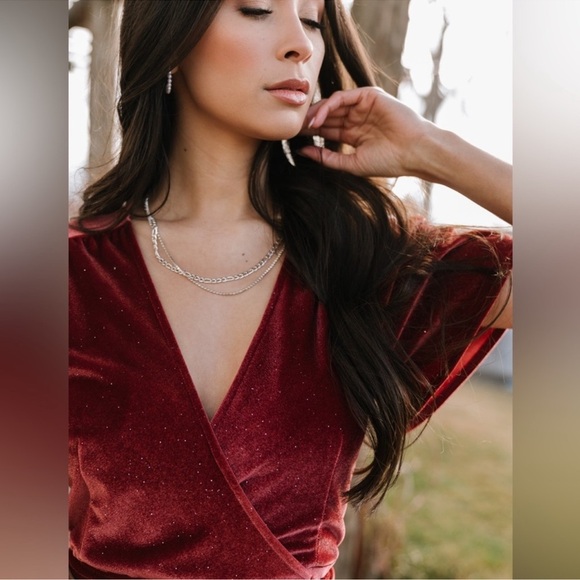 NWT Baltic Born Calvin Sparkle Velvet Wrap Maxi Dress in Dusty Clay size 3XL - Picture 2 of 12